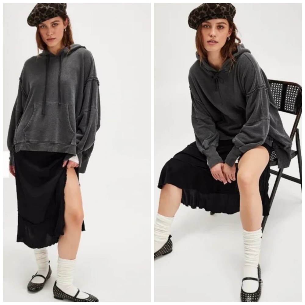 NWOT Free People Camden Pullover Hoodie Washed Black S - Picture 3 of 12